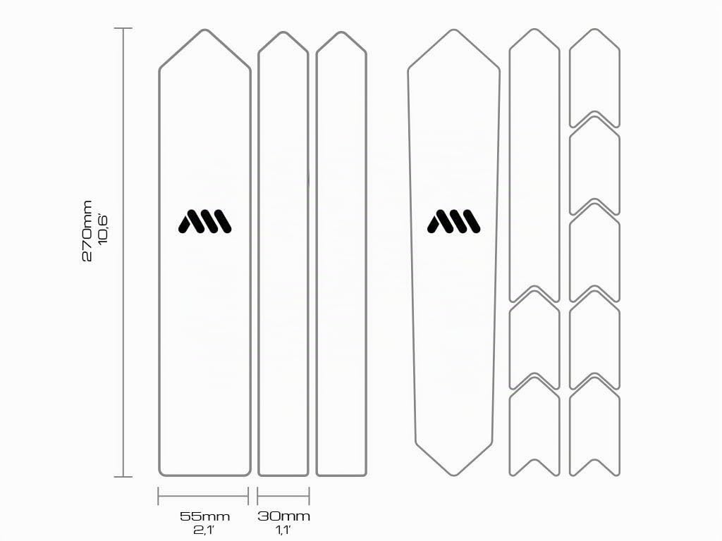 All Mountain Style Protector Cuadro Bicicleta Carretera y Gravel - Kit 18 Piezas PVC Adhesivo - Protección Ligera y Resistente contra Arañazos y Golpes