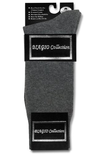 3 Pair of Biagio Solid CHARCOAL GREY Color Men's COTTON Dress SOCKS3
