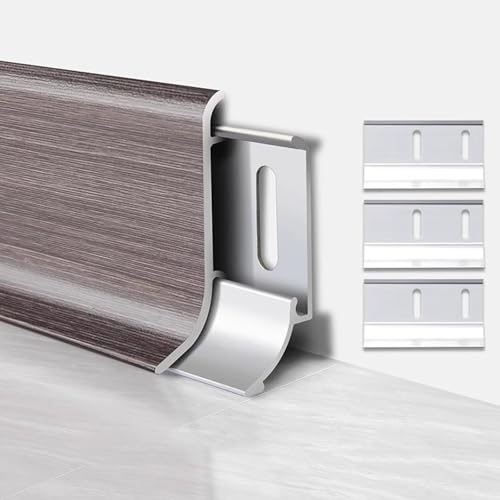 Rodapié de metal para zócalo de aluminio para baño y cocina, 125 cm de longitud, línea de zócalo de metal impermeable con accesorios completos
