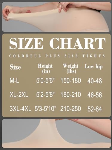 Image of HONENNA Queen Plus Size Tights Semi Opaque Control Top High Waist Stockings Nylons Pantyhose for Women 1X 2X 3X 4X 5X 6X