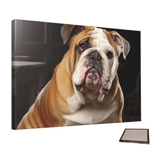 Peinture bouledogue anglais toile esthétique pour embellir salon sans cadre