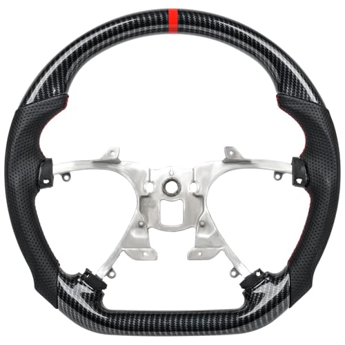 Carbon Fiber Style Wheel with Red Stitching