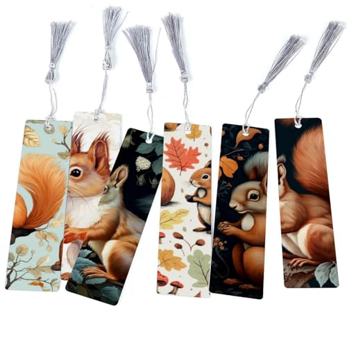 Marque-page écureuil (lot de 6) : accessoires de lecture fantaisie en carton rigide