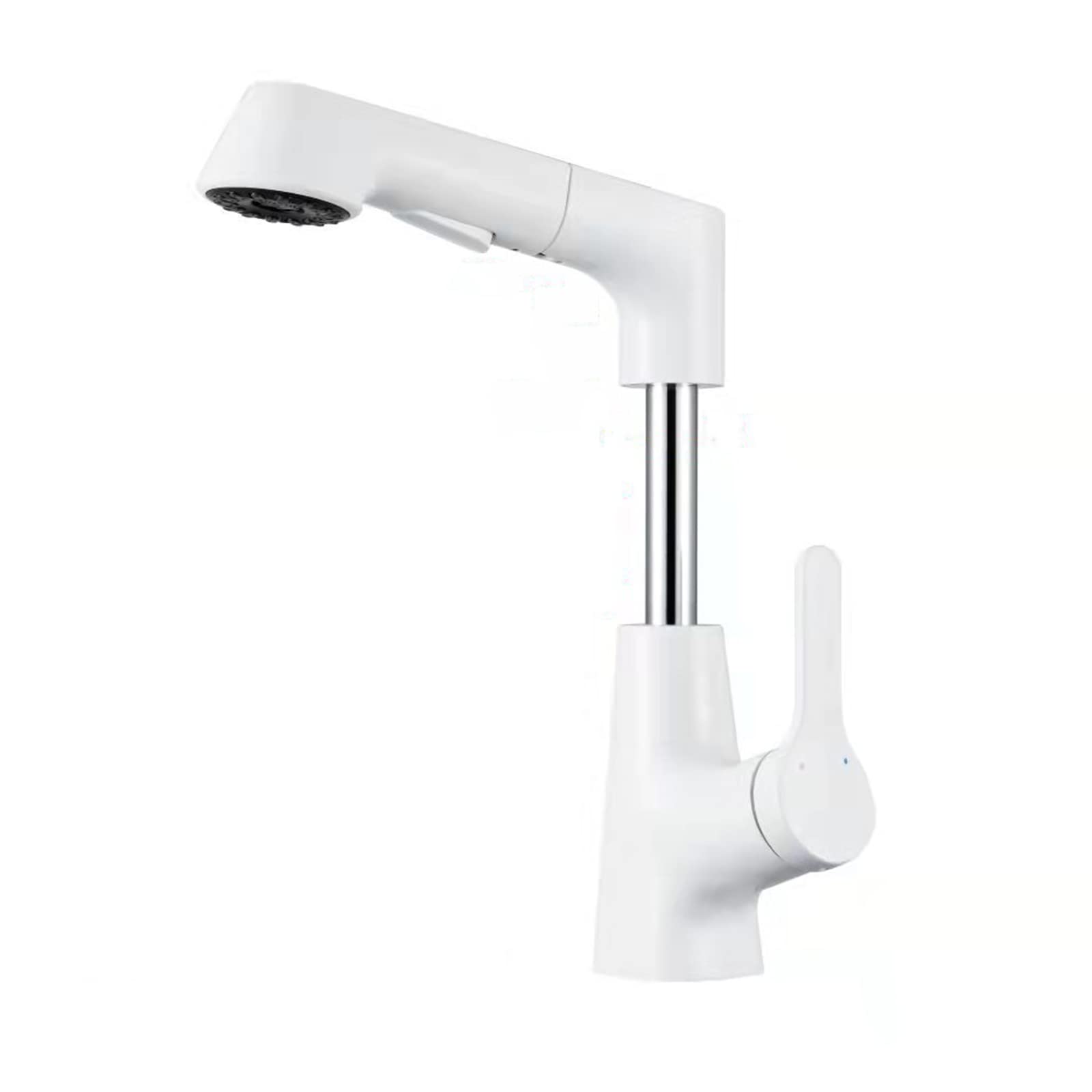 Robinet de salle de bain avec pulvérisateur extractible, pivotant à 360 °, design à arc haut, mitigeur en laiton massif pour décoration d'évier moderne