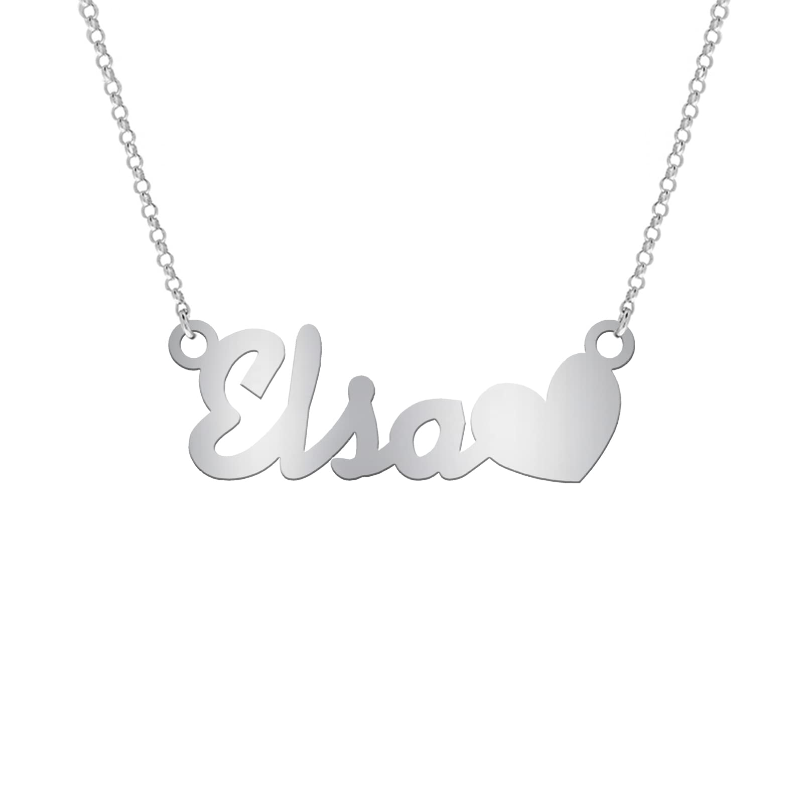 Mi Joya Personalizada Mi Joya Personalizada - Colgante con Nombre Personalizado Plata de Ley - Collar con Nombre para Mujer, Niña, Madre, Hija - Idea de Regalo Navidad, Día de la madre, Cumpleaños (modelo con 1 corazón)