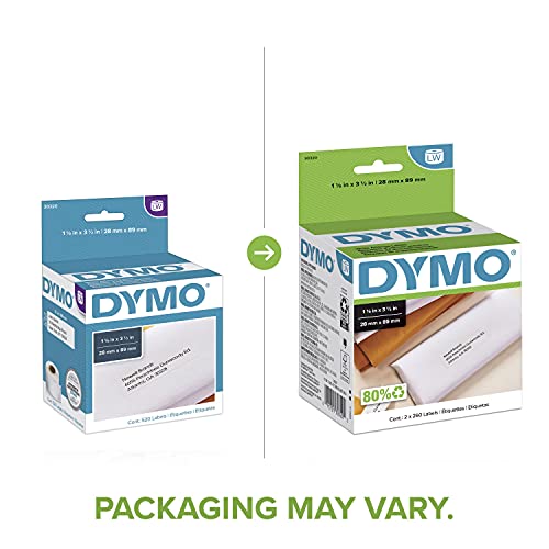 DYMO Authentic LW White Mailing Address Labels, DYMO Labels for LabelWriter Label Printers, 1-1/8" x 3-1/2", 2 Rolls of 260 (520 Total) image 8