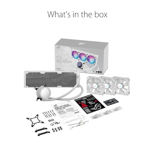 Image of ASUS ROG RYUO III 360 ARGB White Edition All-in-one AIO Liquid CPU Cooler 360mm Radiator, Asetek 8th gen Pump Solution, Anime Matrix LED Display and ROG AF 12S ARGB Fan.