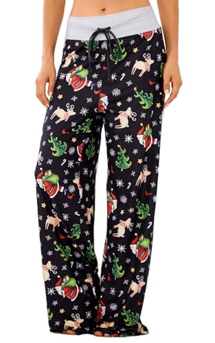 Image of Women Pajama Pants Comfy Lounge Wide Leg Casual Stretch Palazzo Drawstring Pj Bottoms Pants S-3XL