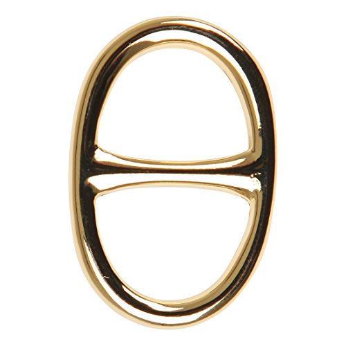 FloraKoh Mini Oval Anchor Chain Gold Silver Scarf Ring for Twilly (Gold)