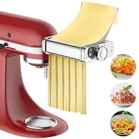 Gvode 3-in-1 Edelstahl Nudelaufsatz für KitchenAid Standmixer & Artisan, Pasta Zubehör für KitchenAid Set mit Nudelwalze, Spaghetti-Fettuccine-Schneider, 8 Dickenstufen & Edelstahl Führungsblech