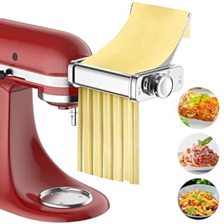 3 in 1 Pasta Attachment for KitchenAid Stand Mixer, All Metal Pasta Maker KitchenAid Attachment, Pasta Sheet Roller, Spaghetti Cutter, Fettuccine Cutter Maker Accessories and Cleaning Brush by Gvode