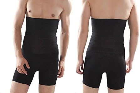 EverTone Insta Trim Waist Compression Undershorts/High Waisted Compression Workout Pants/Mens Long Compression Shorts Black