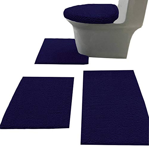 Madeals 4 Piece Bathroom Rug Set with Toilet Lid Cover and Rug Set