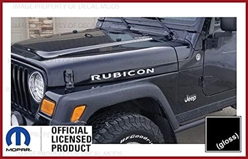 Miniatura 3 de Decal Mods Rubicon - Calcomanías para capó para Jeep Wrangler Rubicon JK (2007-2018) y TJ (1997-2006), juego de 2 unidades, CB negro brillante SJ4T6