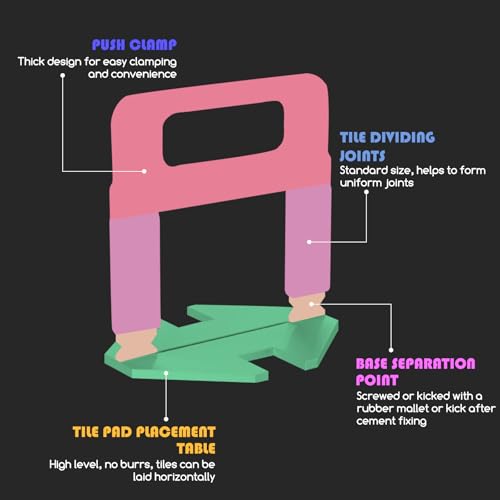 Fliesen Nivelliersystem 500 Stück 2mm Nivellierclips & Fliesenklammern aus PP, Profi Set für Großformat Fliesen, DIY Verlegung von Wand & Boden (Keramik, Marmor, Naturstein)