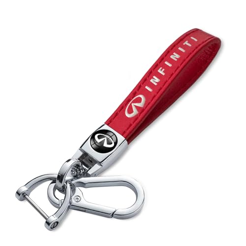 Comburvo Leather Car Keychains, Car Keychain Ring Accessories,for Infiniti QX50 Q50 Q70 Q70L Q60 QX30 QX60 QX80 Series Home Gifts Keyrings Red