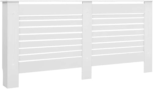 Vista 39 de Estante rectangular moderno blanco del gabinete de la cubierta del radiador, 44.1"x7.5"x32.1", sala de estar, independiente