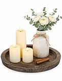 Hanobe Portacandele in legno: piatto decorativo rotondo per candele da fattoria, centrotav...