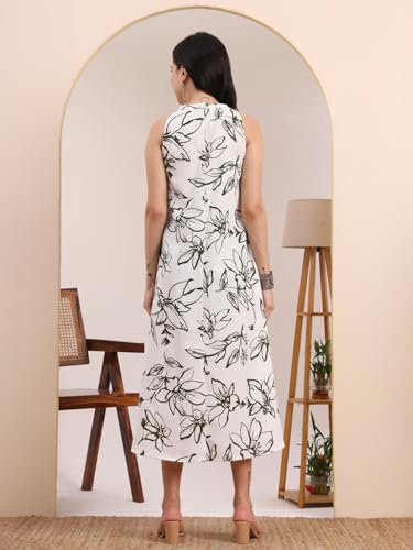 Image of Yash Gallery Women's primium Fabric Printed Midi Dress for Women & Girls