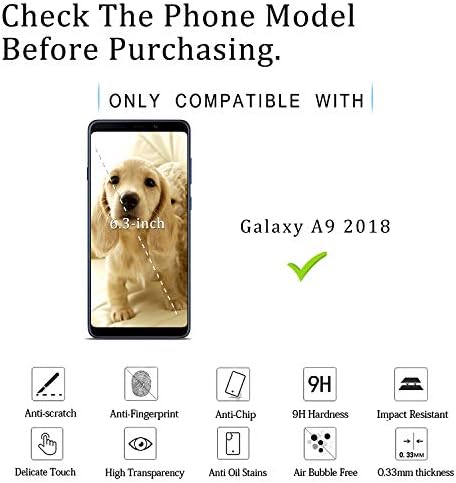[2-Pack] KATIN For Samsung Galaxy A9 (2018) Tempered Glass Screen Protector No-Bubble, 9H Hardness, Easy to Install