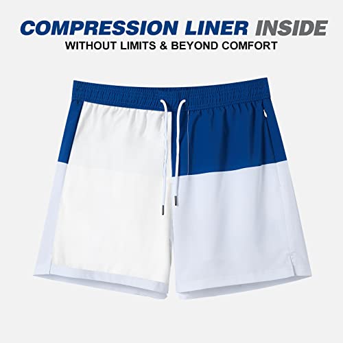 Image of BRISIRA Mens Swim Trunks Swim Shorts Quick Dry 5 inch Inseam Beach Shorts with Compression Liner and Zipper Pocket