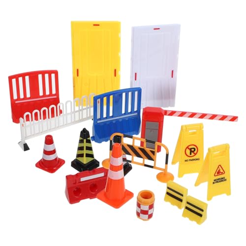 UPKOCH 1ensemble Blocs De Route Miniatures pour Circulation Modèle De Route Et Obstacles De Sécurité pour Jouet Éducatif Sécurité Routière Et Scène De Simulation