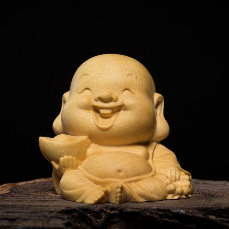 Amazon.co.jp: ミニ 七福神 布袋 様 木彫り仏像 布袋さんの置物 ツゲ製