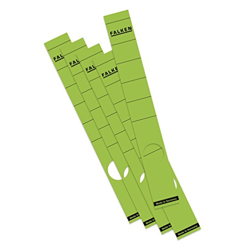 Original Falken 10er Pack Ordner-Rückenschild. Made in Germany. Etiketten 36 x 290 mm selbstklebend für 5 cm schmale Ordner grün