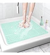 Tapis De Douche Antidérapant 70x70 Cm - Gris - PVC Sans BPA - Avec Ventouses Et Trous De Drainage - Séchage Rapide, Lavable En Machine
