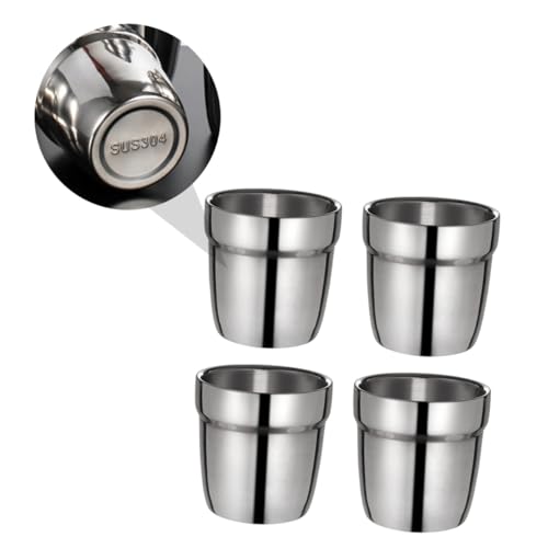 LOLIPPYY 4個 ステンレス製二重構造厚手カップ 用防?抗?水筒 入り 幼稚園対応 設計