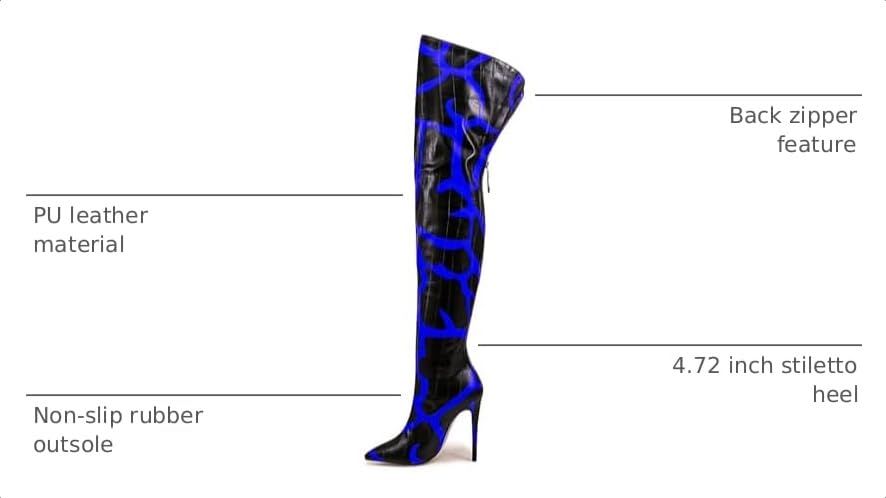 Image of Thigh high boots for women striped Back zipper Burgundy Zebra Print Over the knee Sexy gold white pointed toe Cow Print leopard Magenta stiletto heel