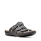 Clarks womens Leisa Faye Sandal, Black Leather, 8.5 US
