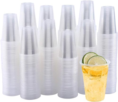 grupo Munditol - 100 Vasos plástico desechables de Polipropileno - Reutilizable, Material Ecológico - Ideal para Fiesta, cumpleaños y Navidad - 200 ml (100)