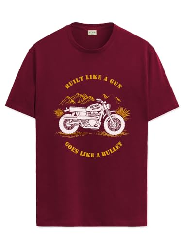Image of ADRO Men's Royal Bike Design Printed 100% Cotton T-Shirt - Regular Fit, Printed T-Shirts for Men