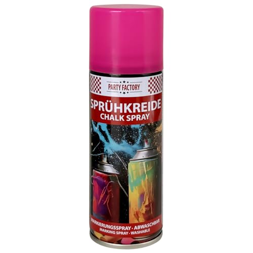 Party Factory Kreidespray Rosa Abwaschbare Sprühkreide für Kinder & Party Wasserlösliche Kreidefarbe für Straßen & Rasen Ungiftige Straßenkreide zum Sprühen Buntes Markierungsspray 100 ml