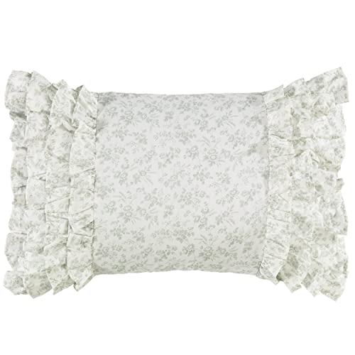 Image of Laura Ashley - Full Comforter Set, Reversible Cotton Bedding with Matching Shams & Bedskirt, Stylish Home Decor for All Seasons (Harper Sage, Full)