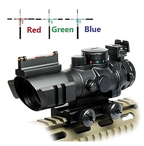 THEA Prism 4x32 Red/Green/Blue Triple Illuminated Rapid Range Reticle Rifle Scope W/Top Fiber