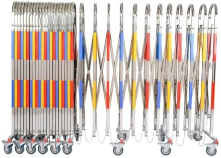 Expandable Stainless Steel Security Gate - Folding Mobile Traffic Barrier with Wheels for Driveway - Colorful Portable Safety Gate for Home & Outdoor Use