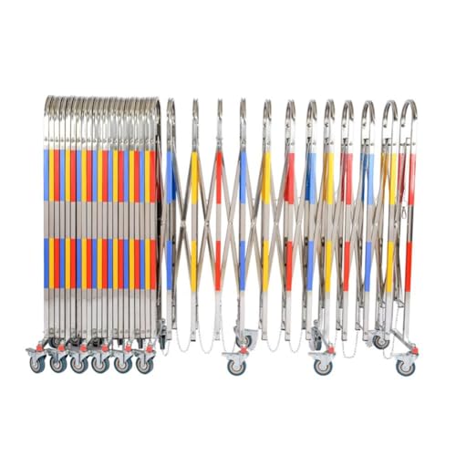 Barrière de sécurité pliable en inox extensible et portable pour circulation sur roues