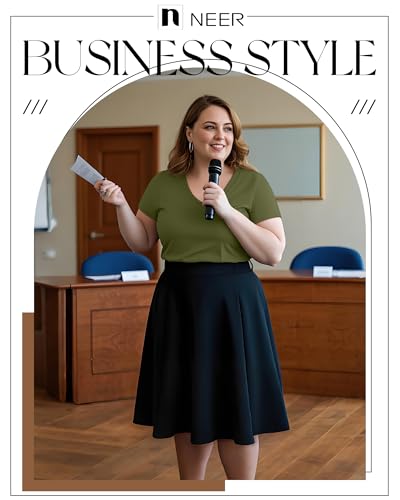 Neer 3 Pack Women's Plus Size T Shirts Short Sleeve V Neck Tops Solid Flat Hem Basic Loose Causal Tees3