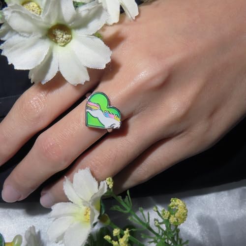 Cute Unicorn Horse Color Change Heart Mood Ring Gift for Girls Size Adjustable3