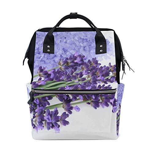 Lila Bund Lavendel Blumen Blossom große Kapazität Windel Taschen Mummy Rucksack Multi Funktionen Wickeltasche Tasche Tote Handtasche für Kinder Baby