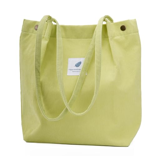 Image of Corduroy Tote Bag Cute Tote Bags for Women Shoulder Bag with Inner Pocket for Work Beach Travel and Shopping Grocery