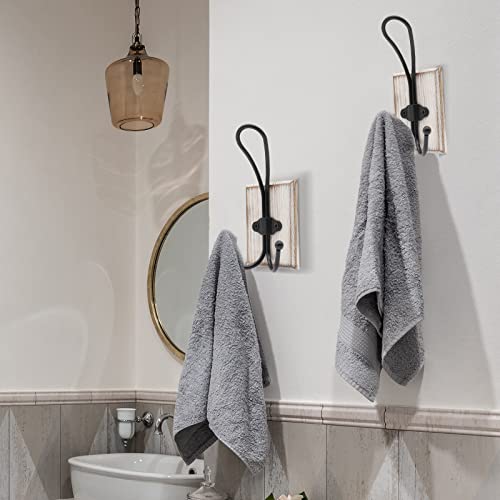 Wall-Hooks-for-Hanging-Heavy-Duty-2-Pack-Farmhouse-Double-Towel-Hooks-for-Bathrooms-Wall-Mounted-Rustic-Decorative-Wood-Coat-Hooks-Hanging-Keys-Robe-Hat-for-Kitchen-Entryway-Weathered-White Wall Hooks for Hanging Heavy Duty 2 Pack Farmhouse Double Towel Hooks for Bathrooms Wall Mounted Rustic Decorative Wood Coat Hooks Hanging Keys Robe Hat for Kitchen Entryway Weathered White
