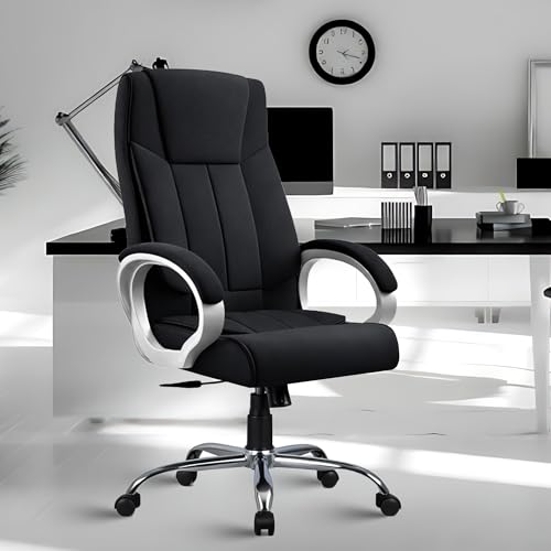 Image of ROSE Kyoto Orthopedic Boss Chair with 3 Years Brand Warranty, Ergonomic Executive Chair Seat, Metallic Base | High Back (Black, Fabric)