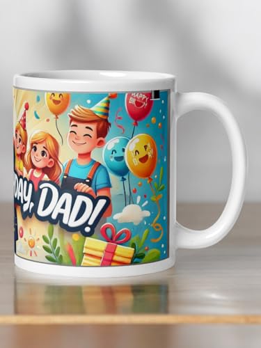 Image of Better Gift Flowers Happy Birthday Dad Customized Mug, Round Shaped Multicolor Themed Coffee Mugs, Mug for Gifting, Gifting Items for Family, Friends & Closed Ones
