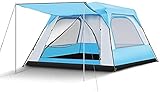 Campingzelte, Großes Automatisches Pop-Up-Campingzelt | Bietet Platz Für 5–8 Personen, Wasserdichtes Zelt | 4 Seasons Rain Tragbares Faltbares Quadratisches Familienzelt (Blau)