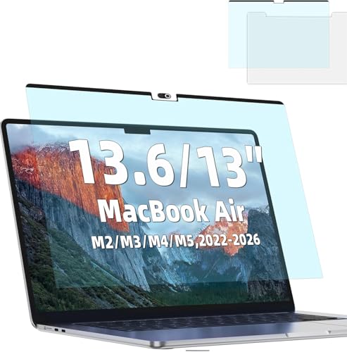 Image of Magnetic Anti Blue Light Screen Protector for MacBook Air 13.6 /13 Inch (2022-2026, M2, M3, M4, M5), Removable MAC 13.6 inch Blue Light Filter , Bubble-Free Install , Eye Protection Glare Laptop Screen Protector