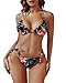 Pinup Fashion 3 Piece Bathing Suits Women Black Floral 2026 Sexy Triangle Halter Swimsuit Bikini with Cover Up Set L