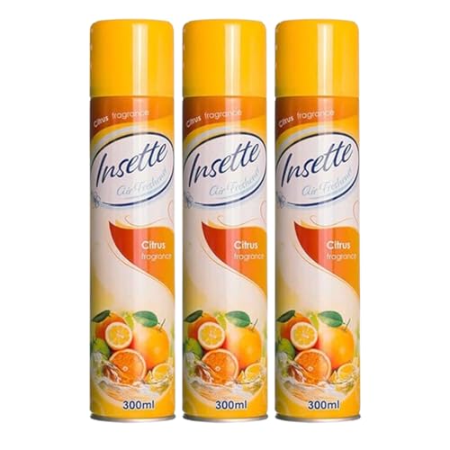 Insete Air Freshener Citrus 300ml – X3Long Lasting Fresh Fragrance Spray Eliminates Odours Instantly – Perfect Air Freshener for Home, Office, Bathroom & Car – Refreshing Lemon Citrus Scent